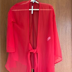 ASOS NWT Red Sheer Chiffon Coverup